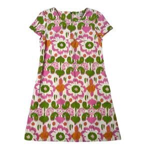 VTG Y2K Utility Canvas Preppy Pink Green Dress Made in USA sz XS Twee Indie Boho